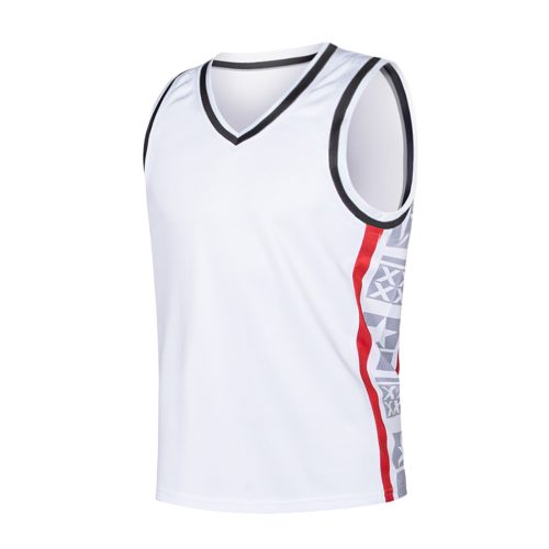 个性化定制网眼篮球运动球衣，带有球队号码标志设计，光滑透气篮球套装